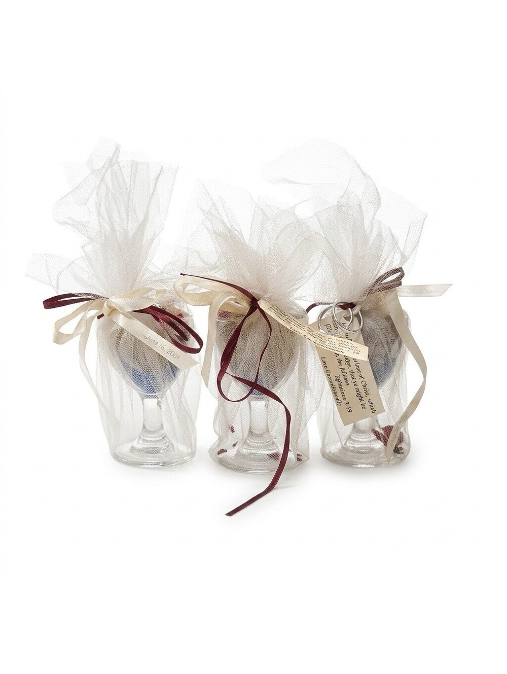 Set 3 VTG 2001 Wedding Favors Keepsakes Ephesians 3:19 Potpourri Glass H 3.5”